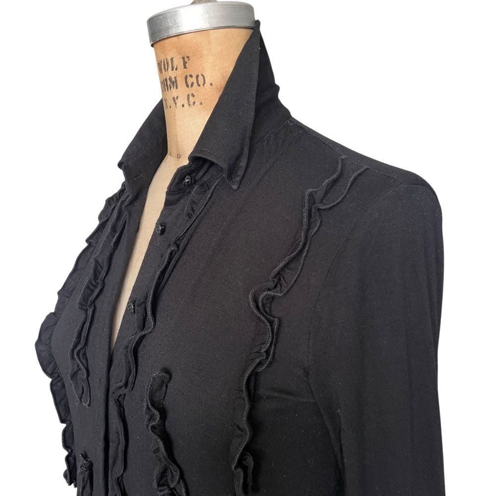 VORREI Black Ruffled Button-Down Top XS - Picture 4 of 6